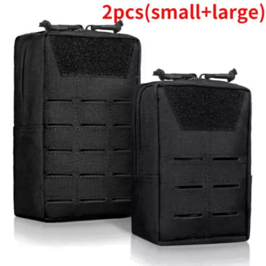 2pcs/set Nylon Tactical Molle Army Pouches Accessories Bags Pack Small + Large