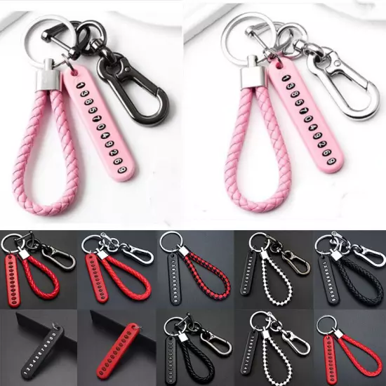 Car Anti Lost Phone Number Tag Plate Key Ring Pendant Number Card KeyRing pet