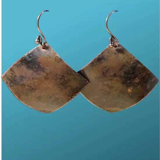 Abstract Handcrafted Copper Earring with Original Patina