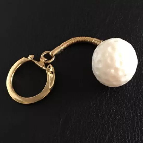 Vintage Golf ball keychain Key Ring White Ball