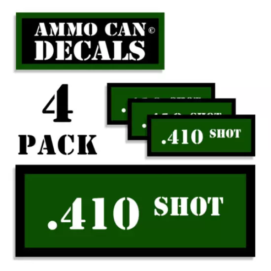 410 SHOT Ammo CanDecals Ammunition Ammo Can Labels 4 pack Ammo Stickers 3" GREEN