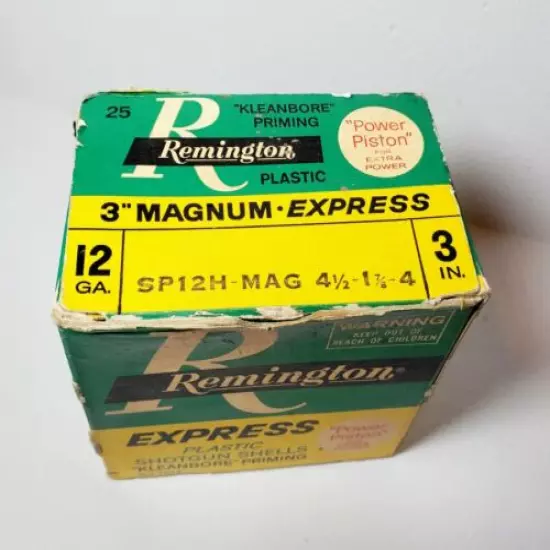 Vintage Remington 3" Magnum Express "Kleanbore" 12 ga. shotgun shell box EMPTY! 