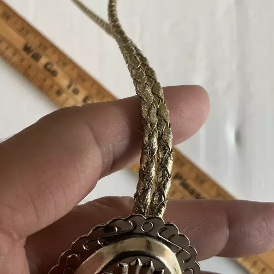 Vintage Oval Bolo Tie Gold Tone