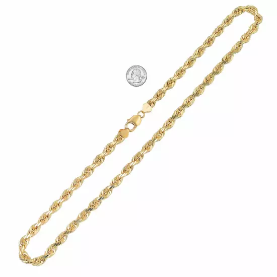 14k Solid Yellow Gold Rope Chain Necklace Bracelet 1mm-10mm Men Women Sz 7"-30"