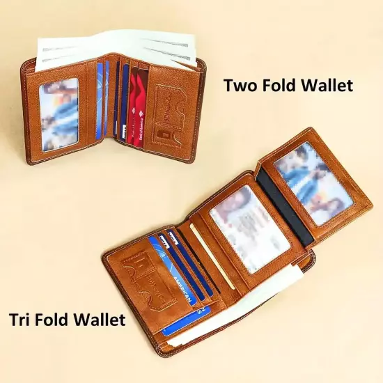 Genuine Leather Rfid Wallets for Men, Multi Function ID Card Holder