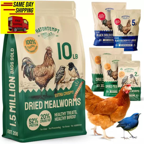 Bulk Dried Mealworms 10 Lbs – Premium Organic Non-Gmo Dried Mealworms for Chicke