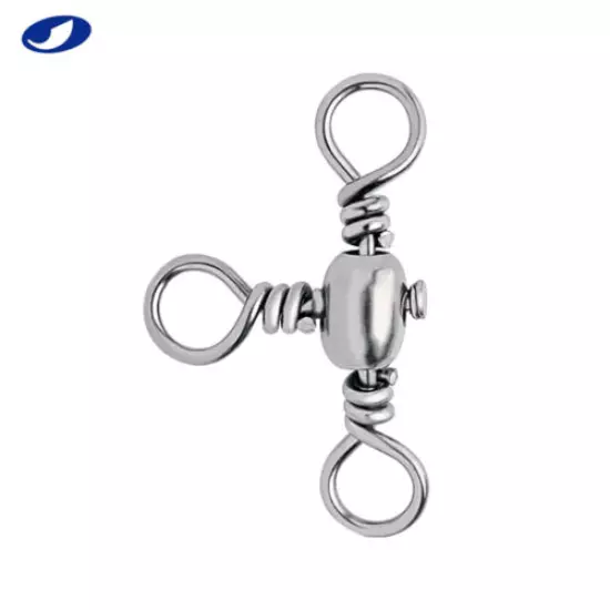 OCEAN CAT 20-100 Pcs Three Way Cross-Line Barrel Swivel 3 Way T-Turn Tackle Snap