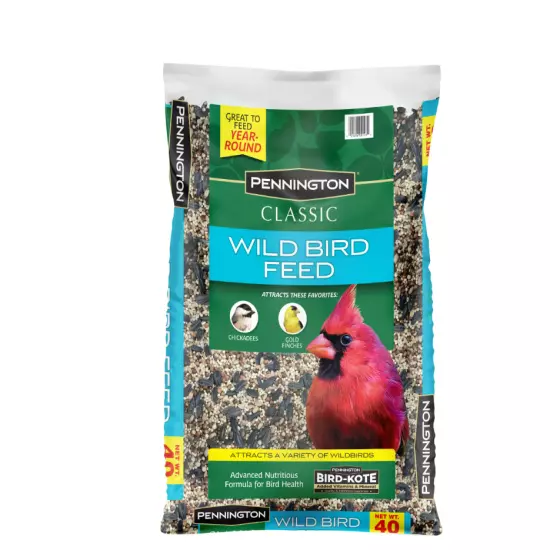 Pennington Classic Wild Bird Feed and Seed, 40 lb. Bag, Dry, 1 Pack