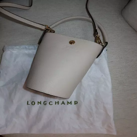 Longchamp Eggshell White Leather Epure XS Crossbody Bucket Bag $360 NEW