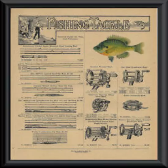 1916 Sears Fishing Tackle Catalog Page Reprint On 100 Year Old Paper *P135