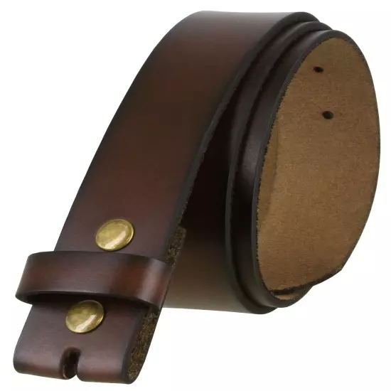 Genuine Leather Belt Strap Casual Belt with Snaps 1-1/2" Wide Replacement Strap