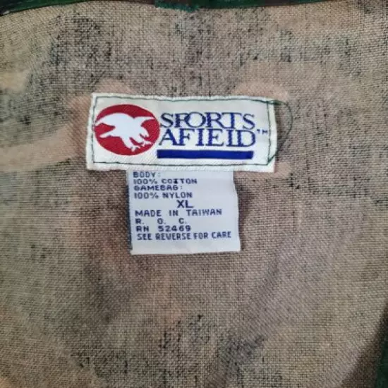 Vintage SPORTS AFIELD CAMO HUNTING SHELL POCKETS BIRD POUCH VEST Size XL