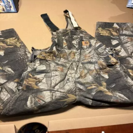 34x32 Insulated Bib Overalls Carhartt RealTree Quilted Double Knee Hunting R43