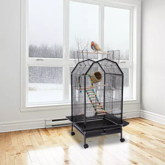 Bird Cage Large Pet cage Wheels Parrot Parakeet Canary Finch Conure with Stand