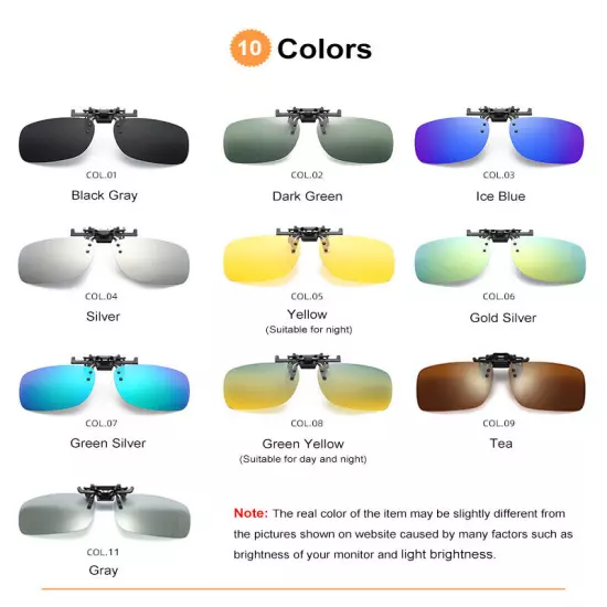 Polarized Unisex Clip On Flip Up Sunglasses for Men Women UV Protection Glasses