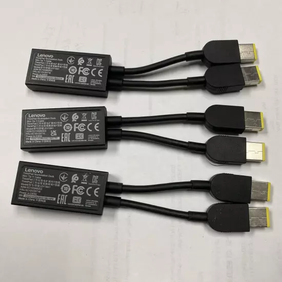 Lot of 3 Lenovo ThinkPad Workstation Dock Slim Tip Y Cable (4X90U90620)