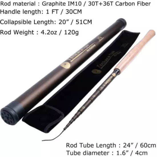 10'8"/11'1"/12'9" Telescoping Fly Rod Combo Tenkara Fishing Pole&Line&Box&Flies