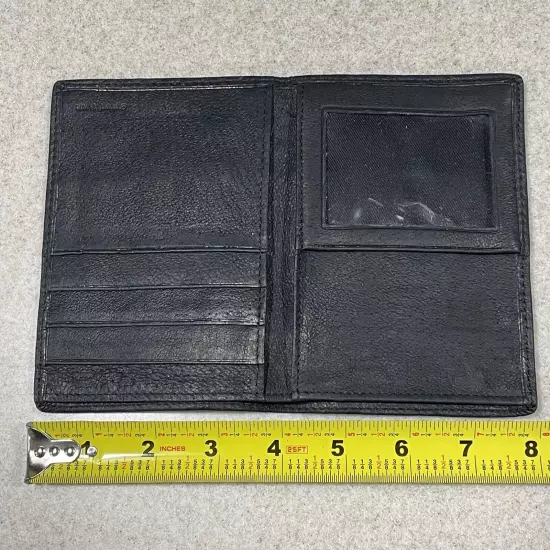 Wilson's Leather Passport Cover Wallet USA Black GUC