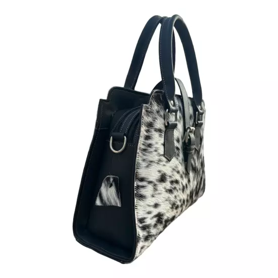 Natural Cow hair on leather ladies bag | Natural Black & White Ladies Hand Bag -