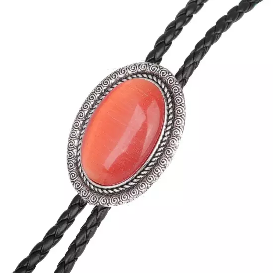 Natural Agate Stone Bolo Tie for men Handmade Oval Shape Western Cowboy Bola tie