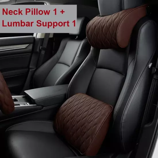 PU Leather Car Headrest Car Rest Neck Pillow Back Cushion Waist Supports Set