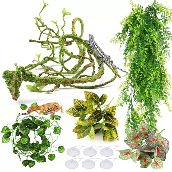 Artificial Reptile Plants & Vines for Terrarium Decor - Gecko Lizard Snake