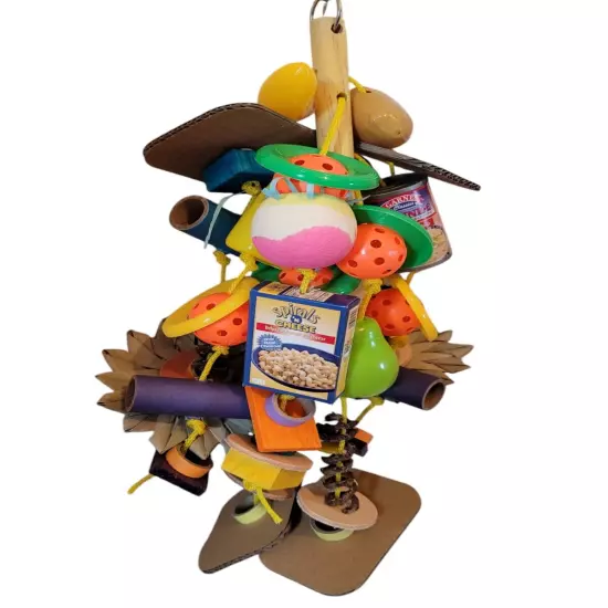 Medium Size Parrot Bird Toy Birdy Goes to Market: 17" Length: 62 pc Poly Rope