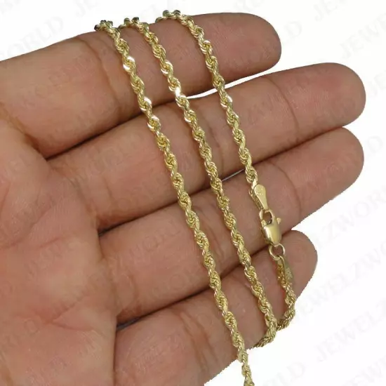 10K Yellow Gold Last Supper Jesus Charm Pendant With 2mm Rope Chain Necklace Set