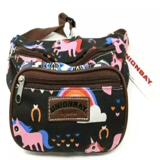 Pink BLACK Rainbow UNICORN Nylon Fanny Pack By Unionbay Union Bay Fannie Bag Zip