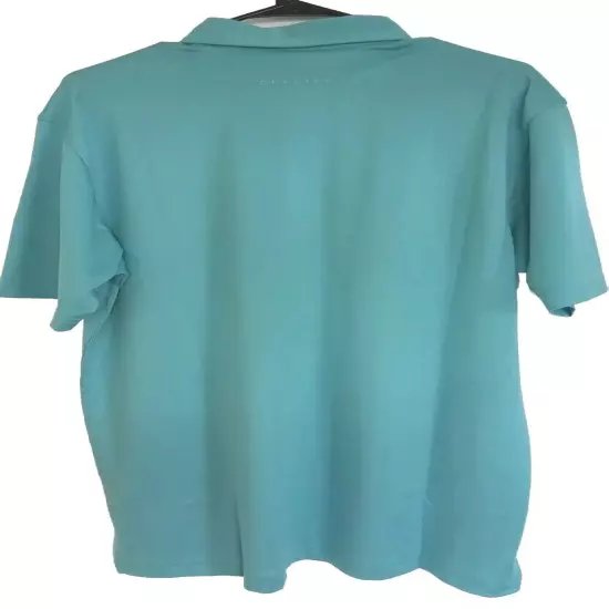 Dunning Golf Men Button Polo Large Performance Turquoise Green Spandex Polyester