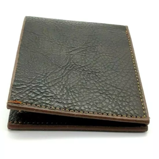 Men Leather Bi-Fold Wallet Brown Textured