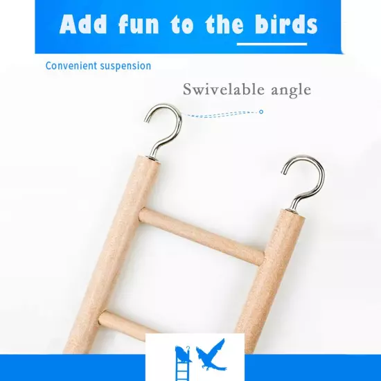 3pcs Natural Wooden Bird Ladder Birdie Basics Perch for Cage Parrots Parakeet...