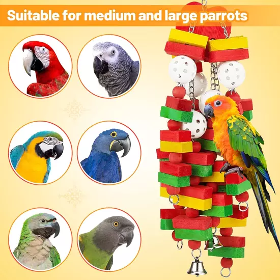 MEWTOGO Large Bird Parrot Toys for Cockatoos African Grey Macaws and Amazon 