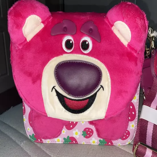 Loungefly Disney Pixar Toy Story Lotso Plush Berry Strap Crossbody Bag