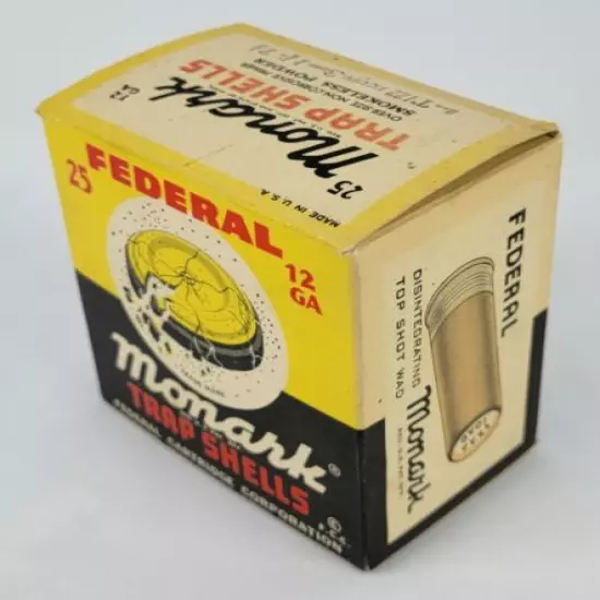 Vintage Federal Monarch 12 GA Box EMPTY 12ga Gun Hunter Advertising A16