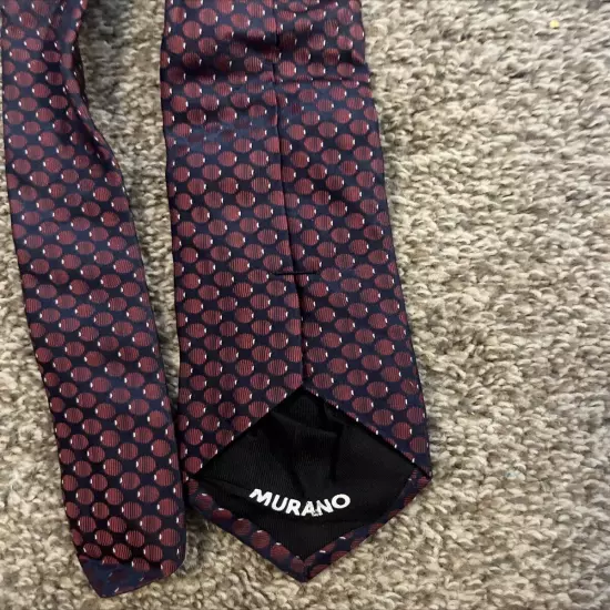 Murano Silk Tie Burgundy Red Black Silver Geometric Men Necktie USA