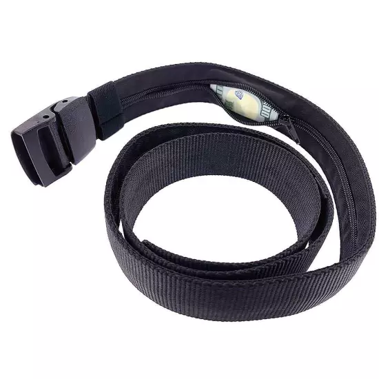 120CM Black NylonTravel Security Belt Hidden Money Pouch Waist Belt Money Pocket