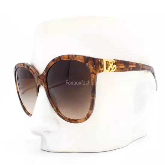 Dolce Gabbana D&G 4162P 2550/13 Sunglasses Marble Brown w/ Gold Logo