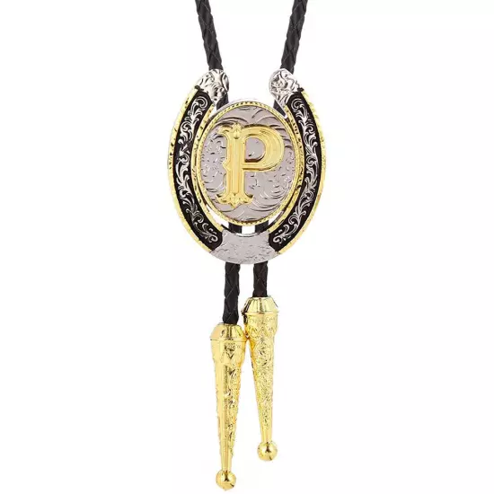 Bolo Tie for Men- Golden Initial Letter A to Z Western Cowboy Bolo Tie for Women