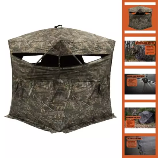 RHINO BLINDS HUNTING Blind Oversized 75" x 75" Realtree Edge Camo Hub Style NEW 