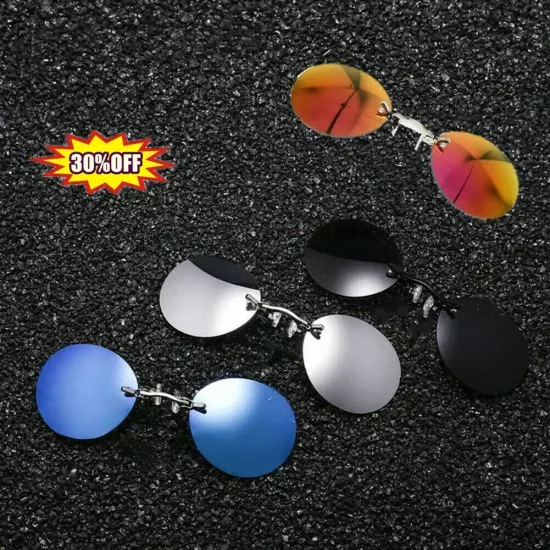 Clip Nose Sunglasses Round Glasses Morpheus Matrix Sun UV400 Frameless New NICE