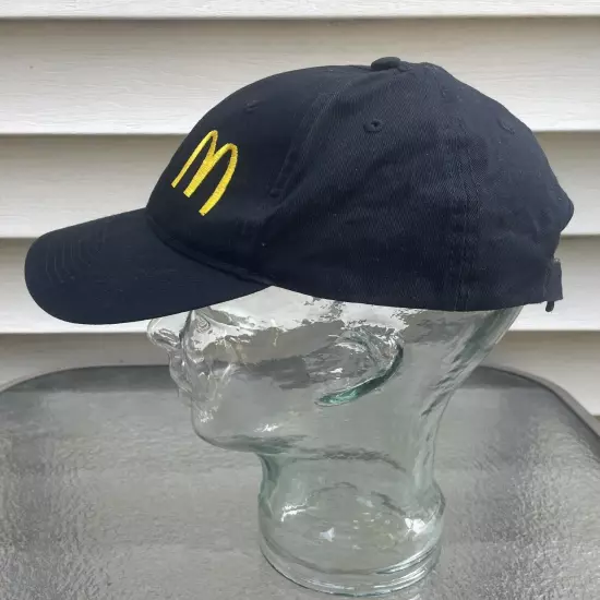 BLACK MCDONALD'S HAT BASEBALL CAP WITH OFF-CENTER EMBROIDERED GOLDEN ARCHES