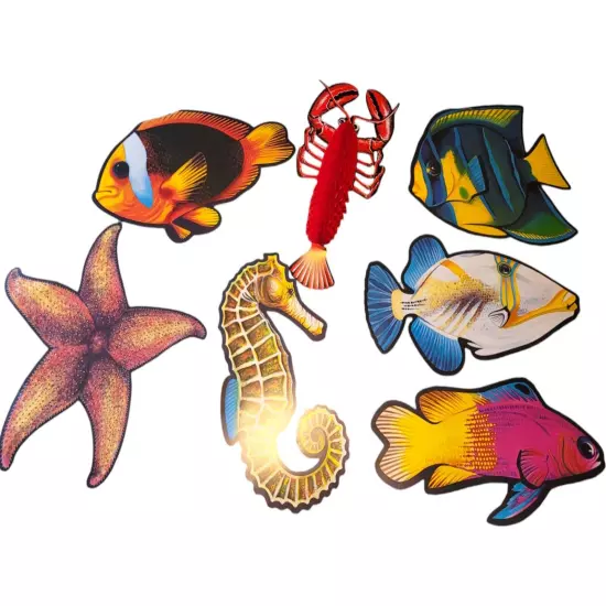 Vintage Beistle Cutouts, Tropical Fish, Lobster, From The 80s