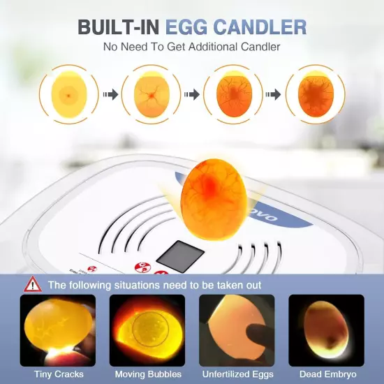 16-35 Eggs Incubator w/Automatic Water Top-up,Auto Turning,Egg Candler 360°View~