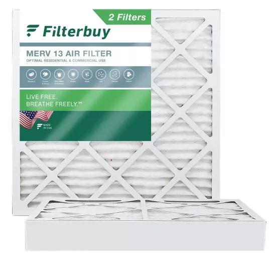 Filterbuy 20x20x4 Pleated Air Filters, Replacement for HVAC AC Furnace (MERV 13)