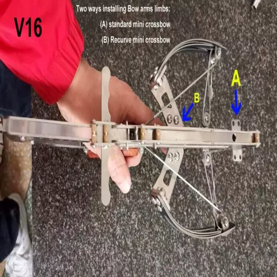 V16 Mini Shooting Recurve Bow Toy Comes Two Ways to install limbs