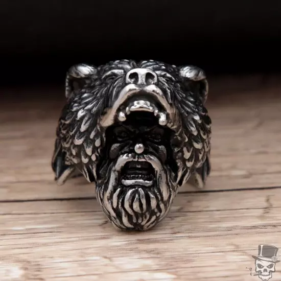 Sculpt Rings™ Viking Bear Ring - Ferocious Warrior Spirit in Intricate Steel