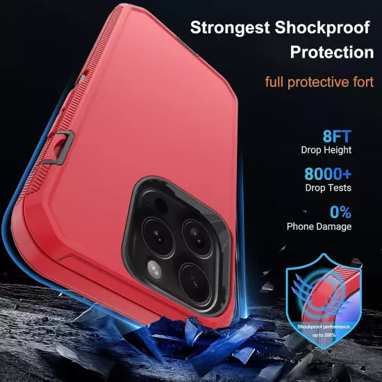 For iPhone 16 Pro Max/16 Pro/16 Plus Case Phone Shockproof Cover +Tempered Glass