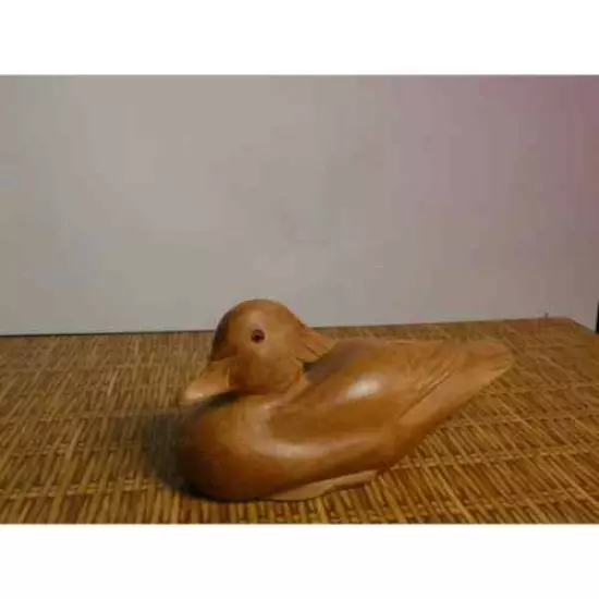 Vintage Wooden Duck Decoy With Glass Eyes