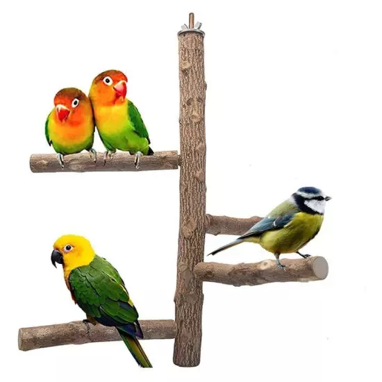 Natural Bird Perch Stand - Parrot Stand Wood Bird Cage Accessories for Parrot...